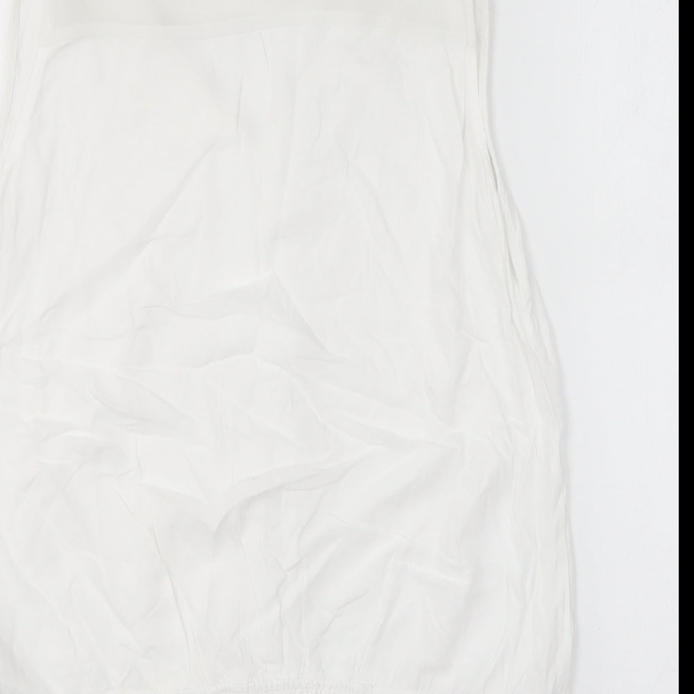 NEXT Womens White Viscose Basic Blouse Size 10 V-Neck