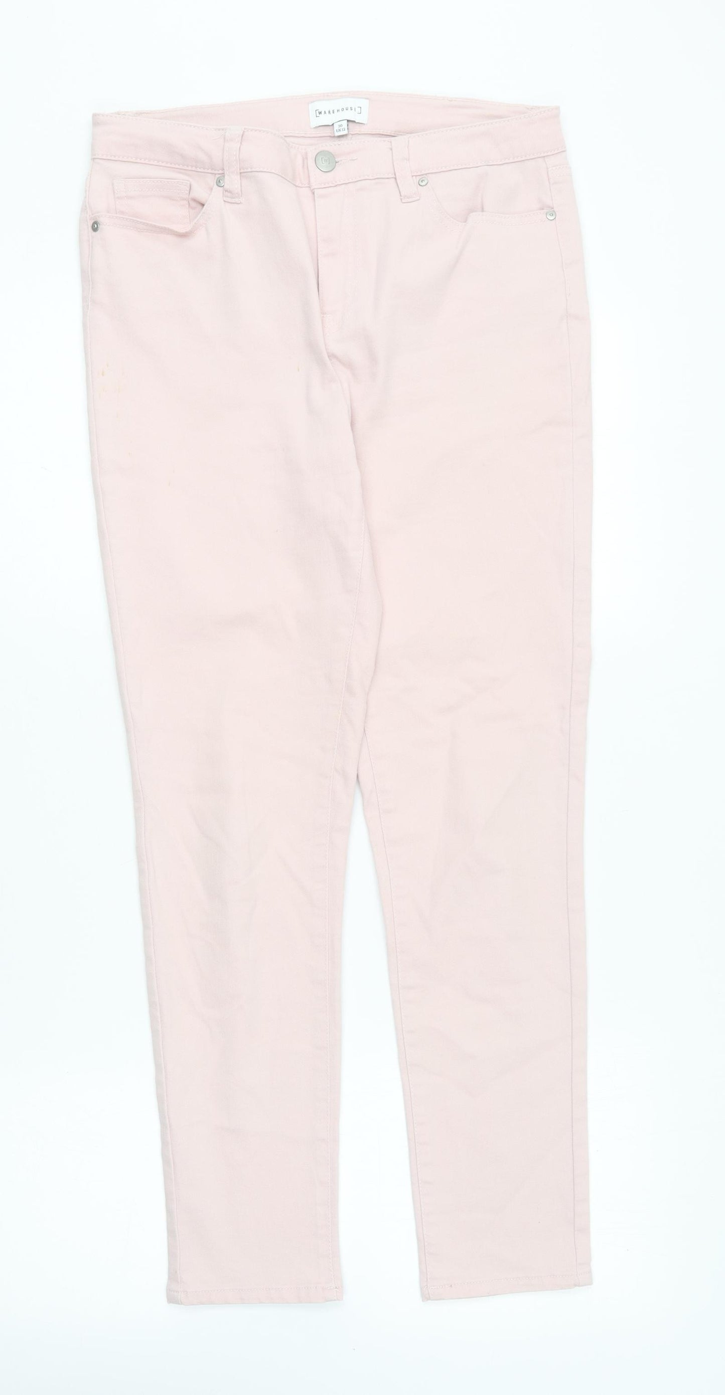 Warehouse Womens Pink Cotton Skinny Jeans Size 12 L27 in Regular