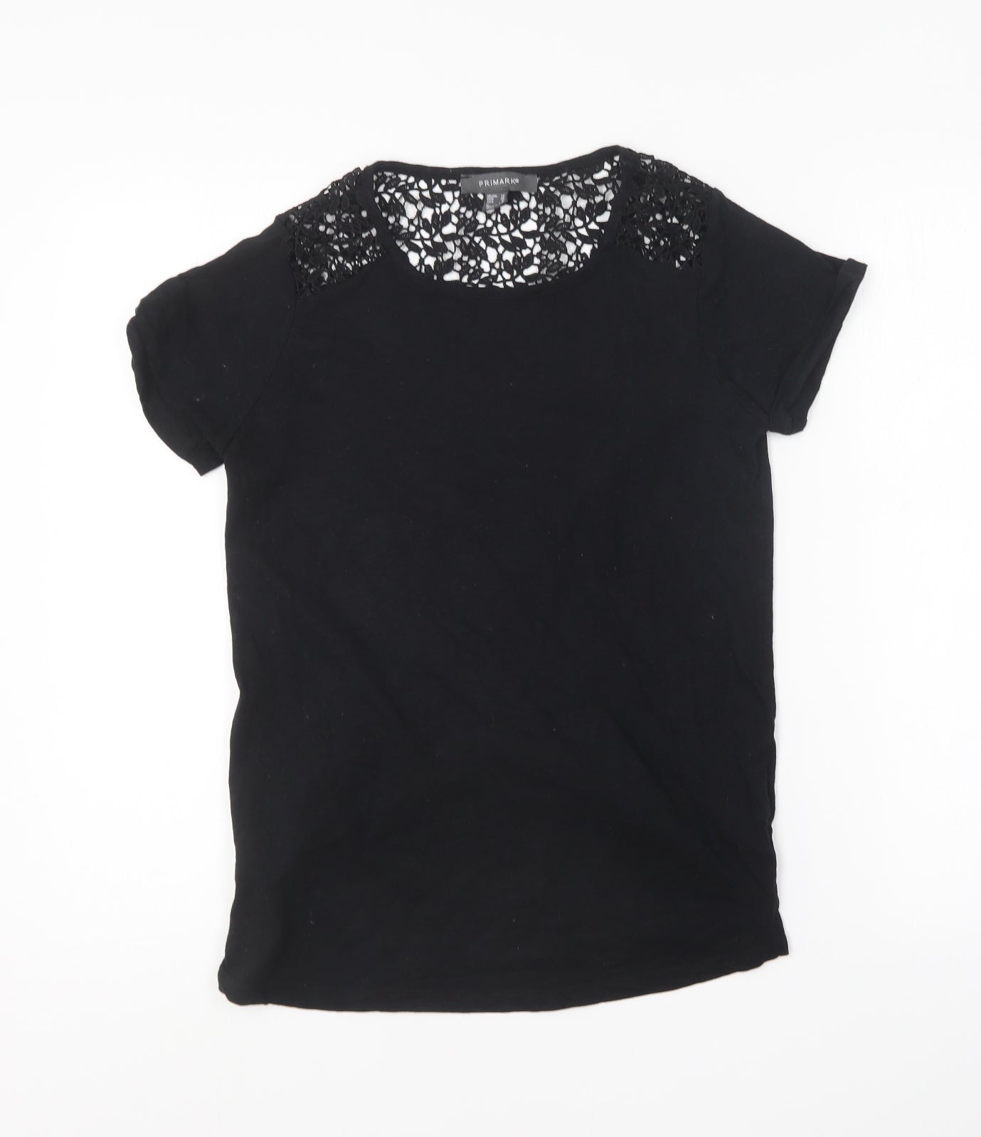 Primark Womens Black Cotton Basic T-Shirt Size 10 Round Neck