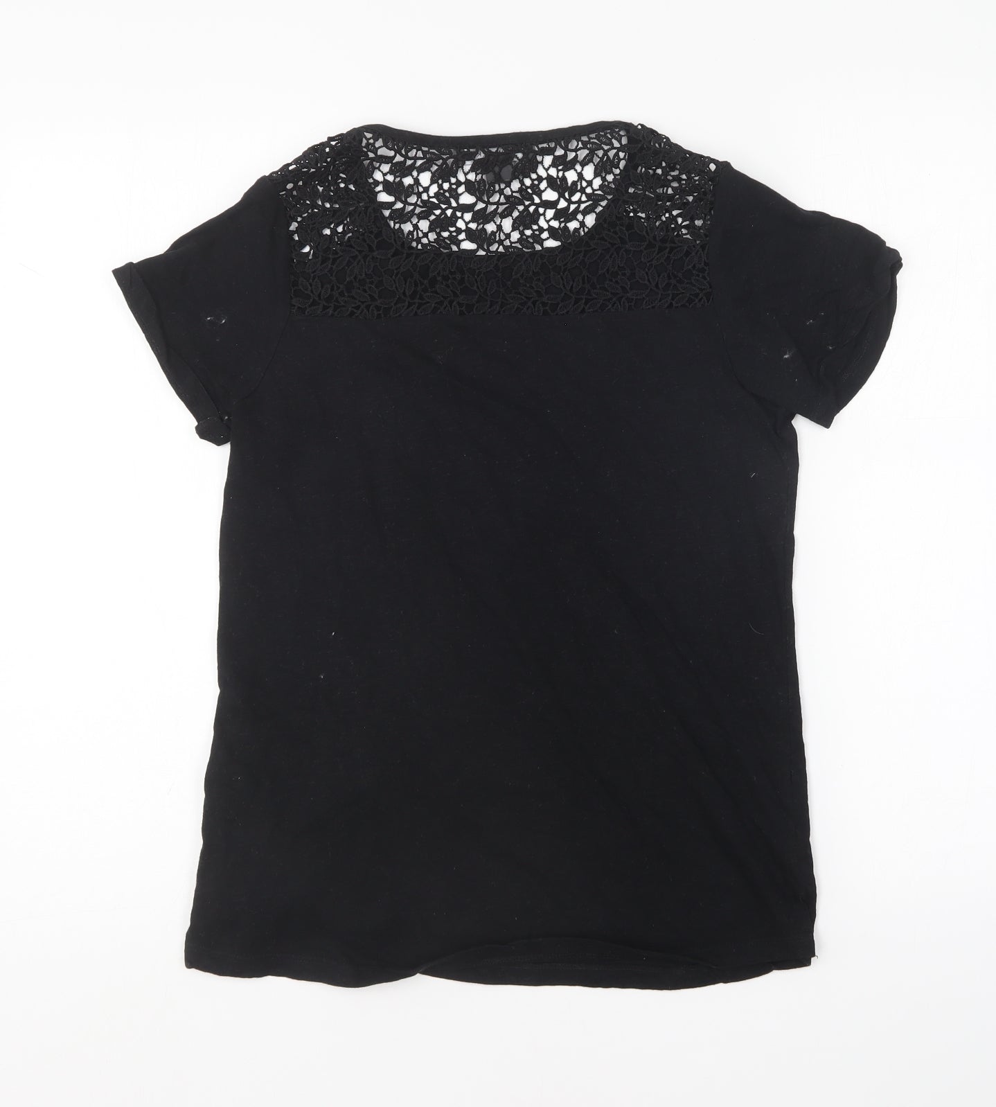 Primark Womens Black Cotton Basic T-Shirt Size 10 Round Neck