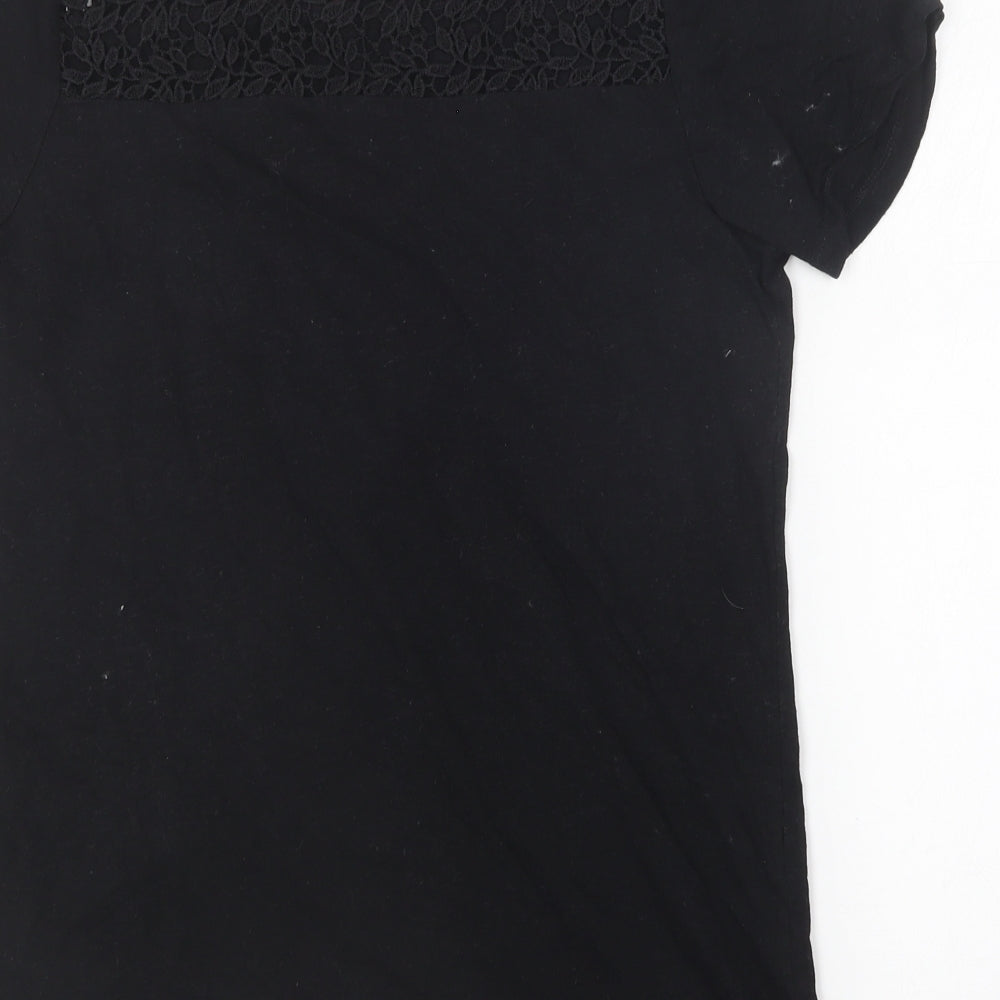 Primark Womens Black Cotton Basic T-Shirt Size 10 Round Neck