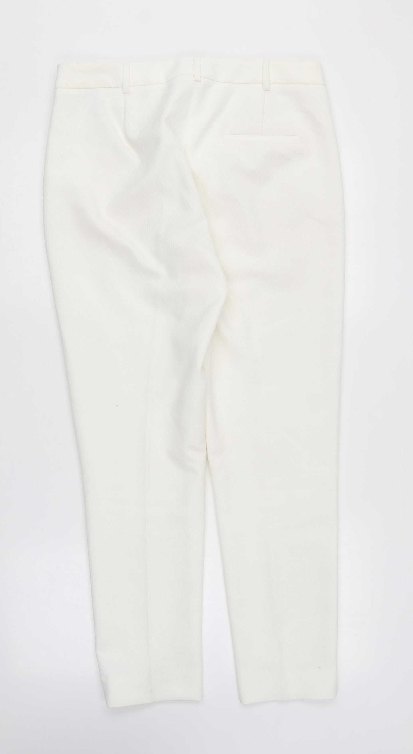 Marks and Spencer Womens Ivory Polyester Carrot Trousers Size 12 L26 in Regular