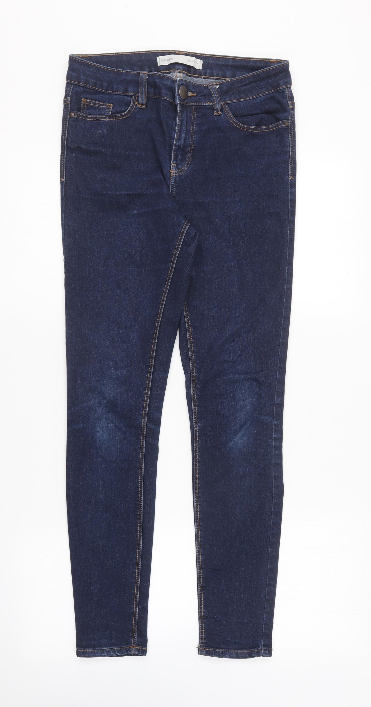 George Womens Blue Cotton Skinny Jeans Size 10 L27 in Regular