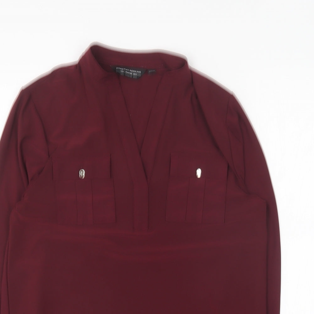 Dorothy Perkins Womens Purple Polyester Basic Blouse Size 8 Collared