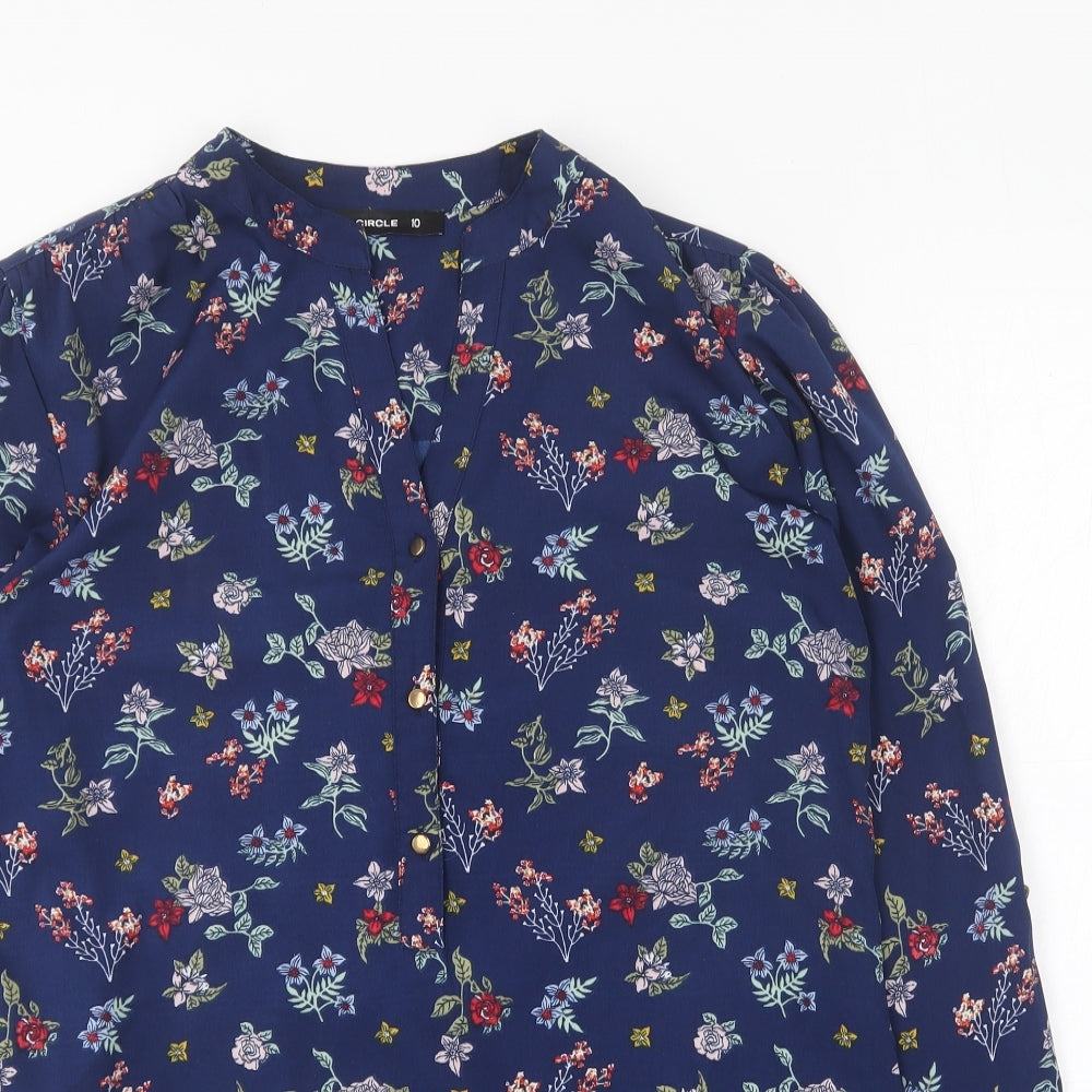 Full Circle Womens Multicoloured Floral Polyester Basic Blouse Size 10 V-Neck