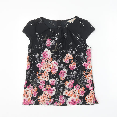 Dorothy Perkins Womens Multicoloured Floral Polyester Basic Blouse Size 10 Round Neck