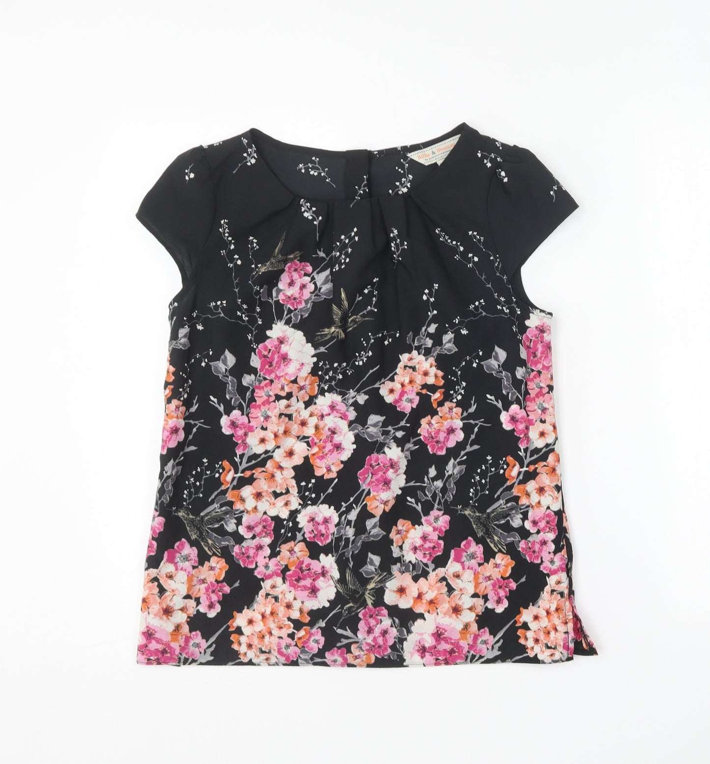 Dorothy Perkins Womens Multicoloured Floral Polyester Basic Blouse Size 10 Round Neck