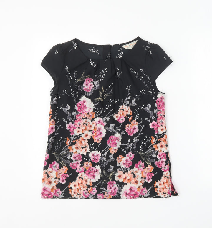 Dorothy Perkins Womens Multicoloured Floral Polyester Basic Blouse Size 10 Round Neck