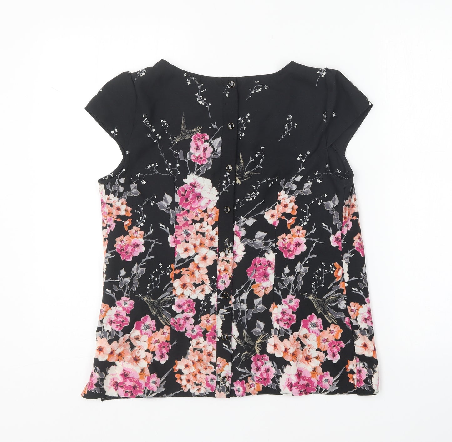 Dorothy Perkins Womens Multicoloured Floral Polyester Basic Blouse Size 10 Round Neck
