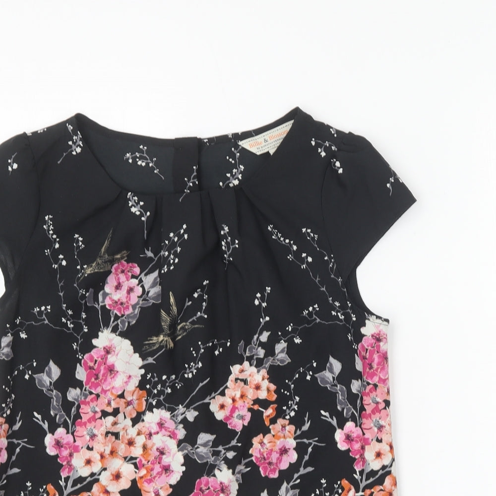 Dorothy Perkins Womens Multicoloured Floral Polyester Basic Blouse Size 10 Round Neck