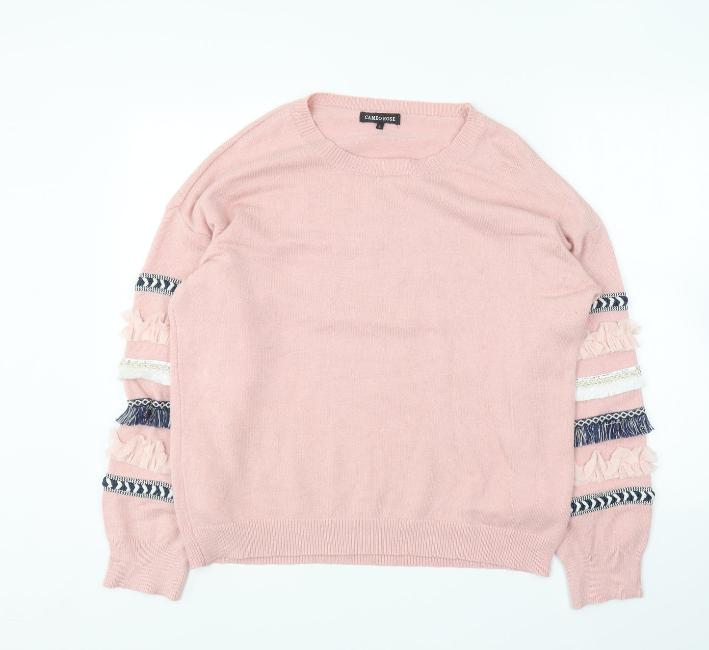 Cameo Rose Womens Pink Round Neck Polyamide Pullover Jumper Size L