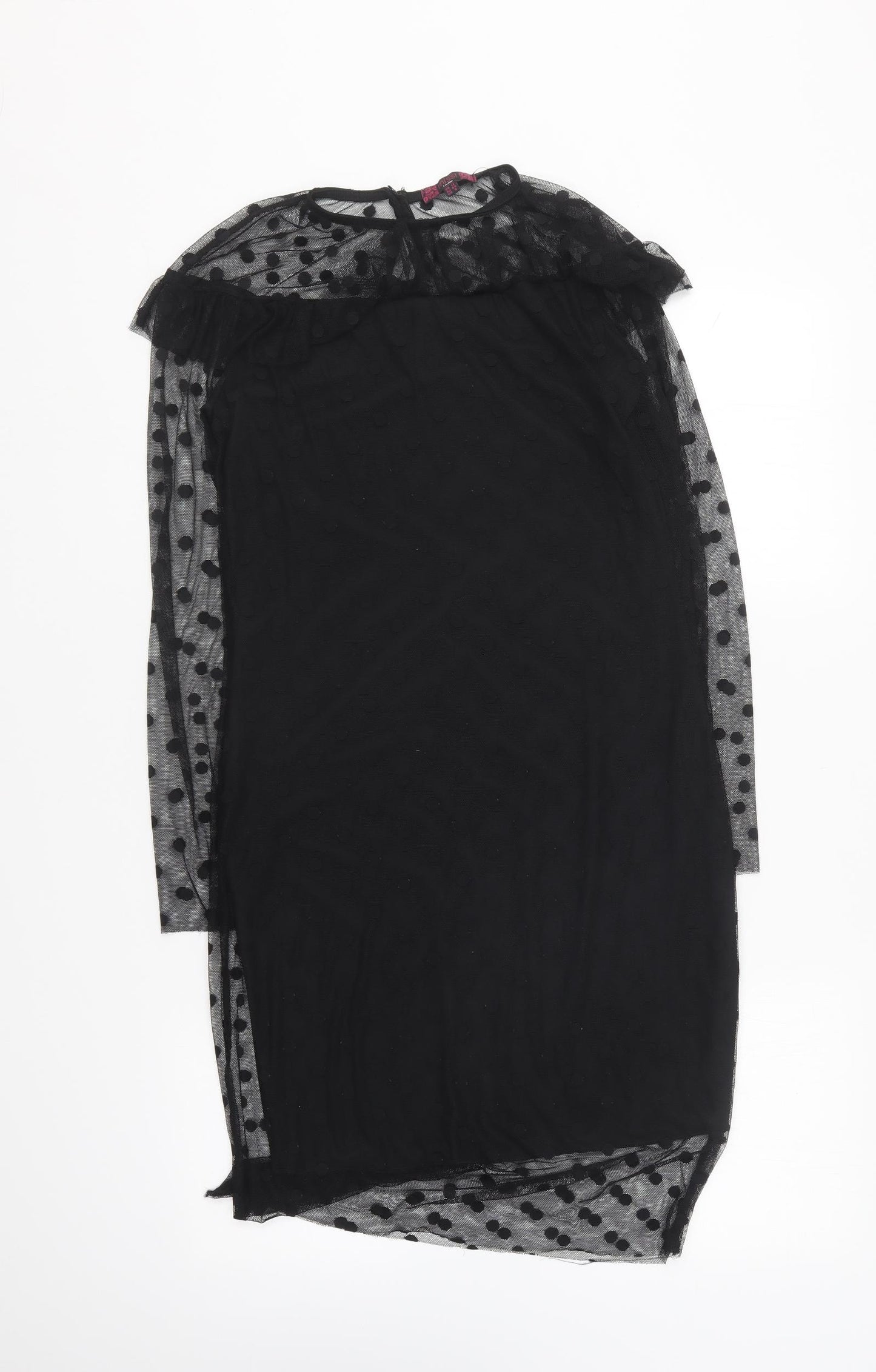 Missi London Womens Black Polka Dot Polyester Shift Size 12 Round Neck