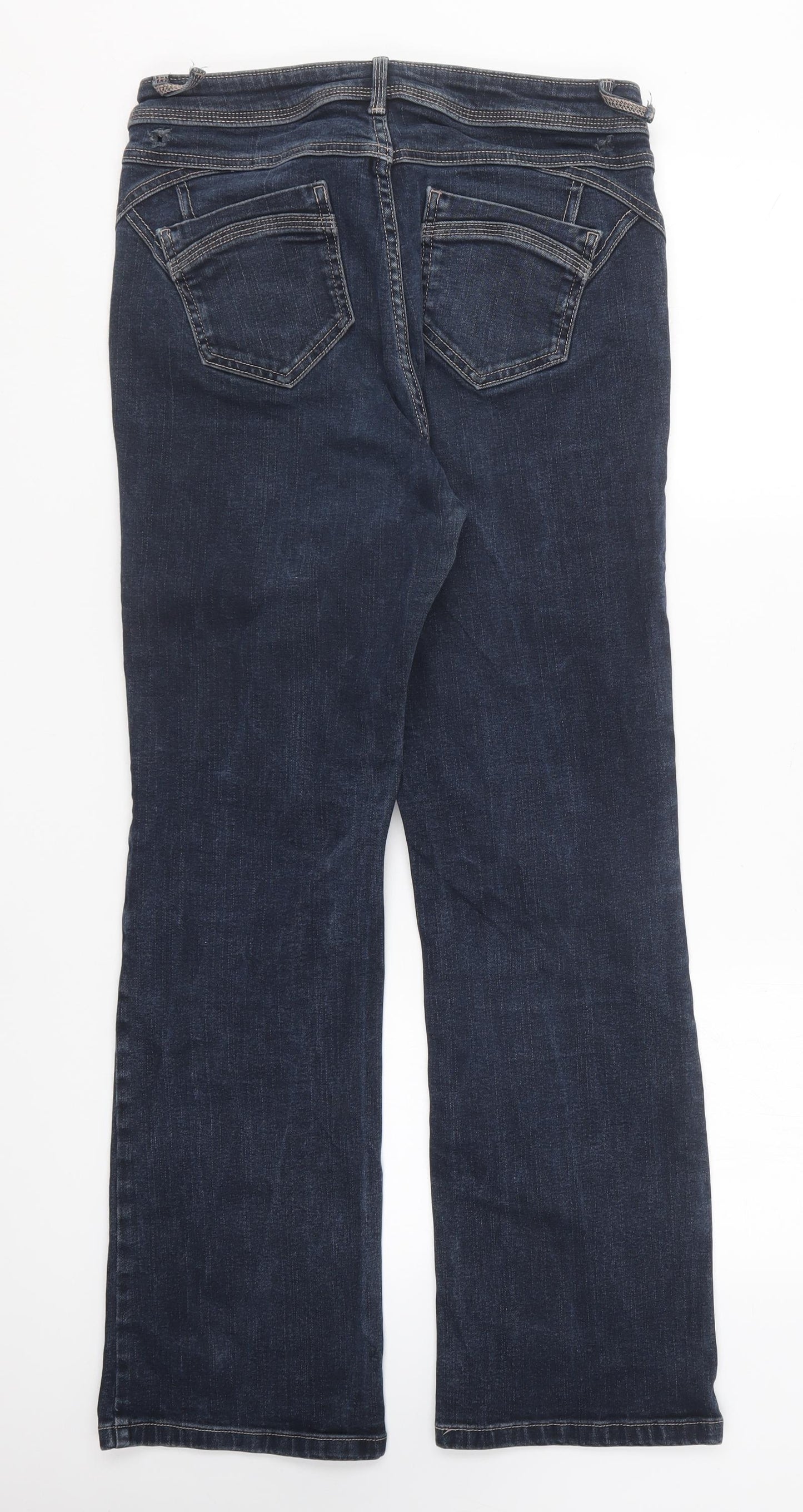 Per Una Womens Blue Cotton Bootcut Jeans Size 12 L28 in Regular