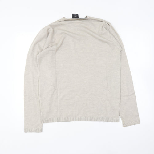 NEXT Mens Beige V-Neck Wool Pullover Jumper Size S