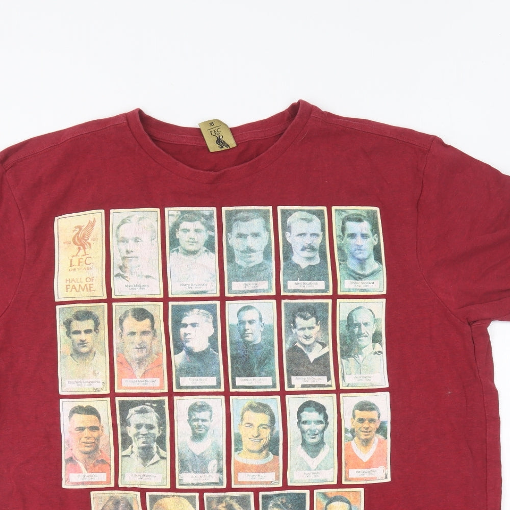 Liverpool FC Mens Red Cotton T-Shirt Size XL Round Neck - Liverpool LFC