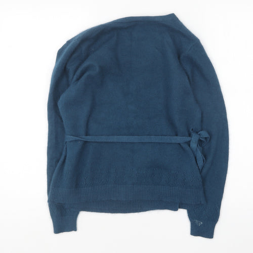 Preworn Womens Blue V-Neck Angora Cardigan Jumper Size M