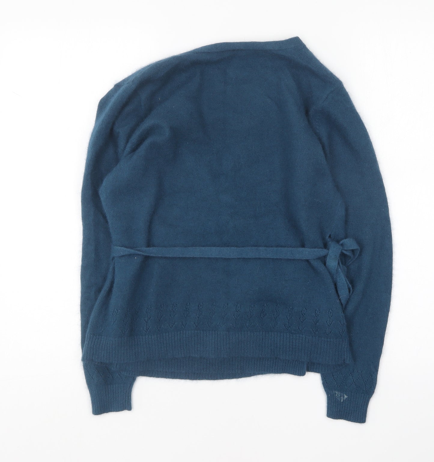 Preworn Womens Blue V-Neck Angora Cardigan Jumper Size M