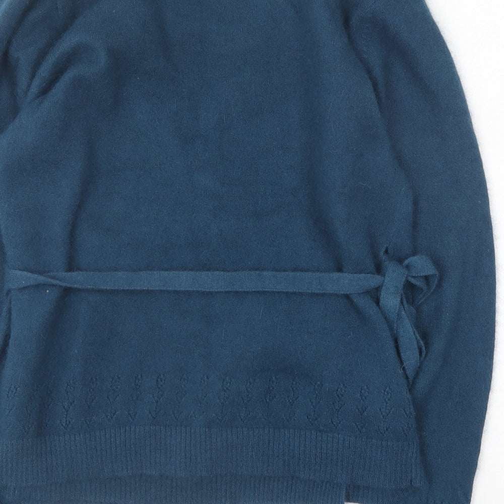 Preworn Womens Blue V-Neck Angora Cardigan Jumper Size M