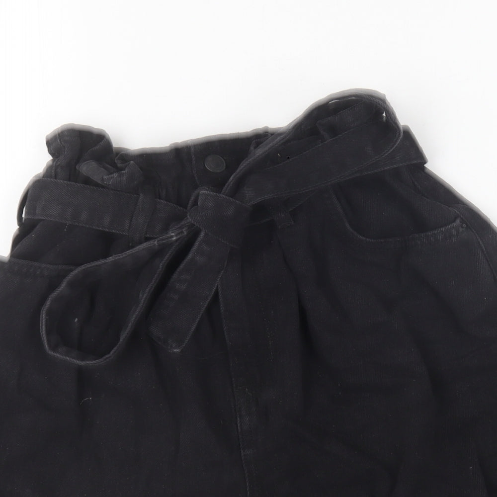 New Look Womens Black Cotton Paperbag Shorts Size 12 L5 in Regular