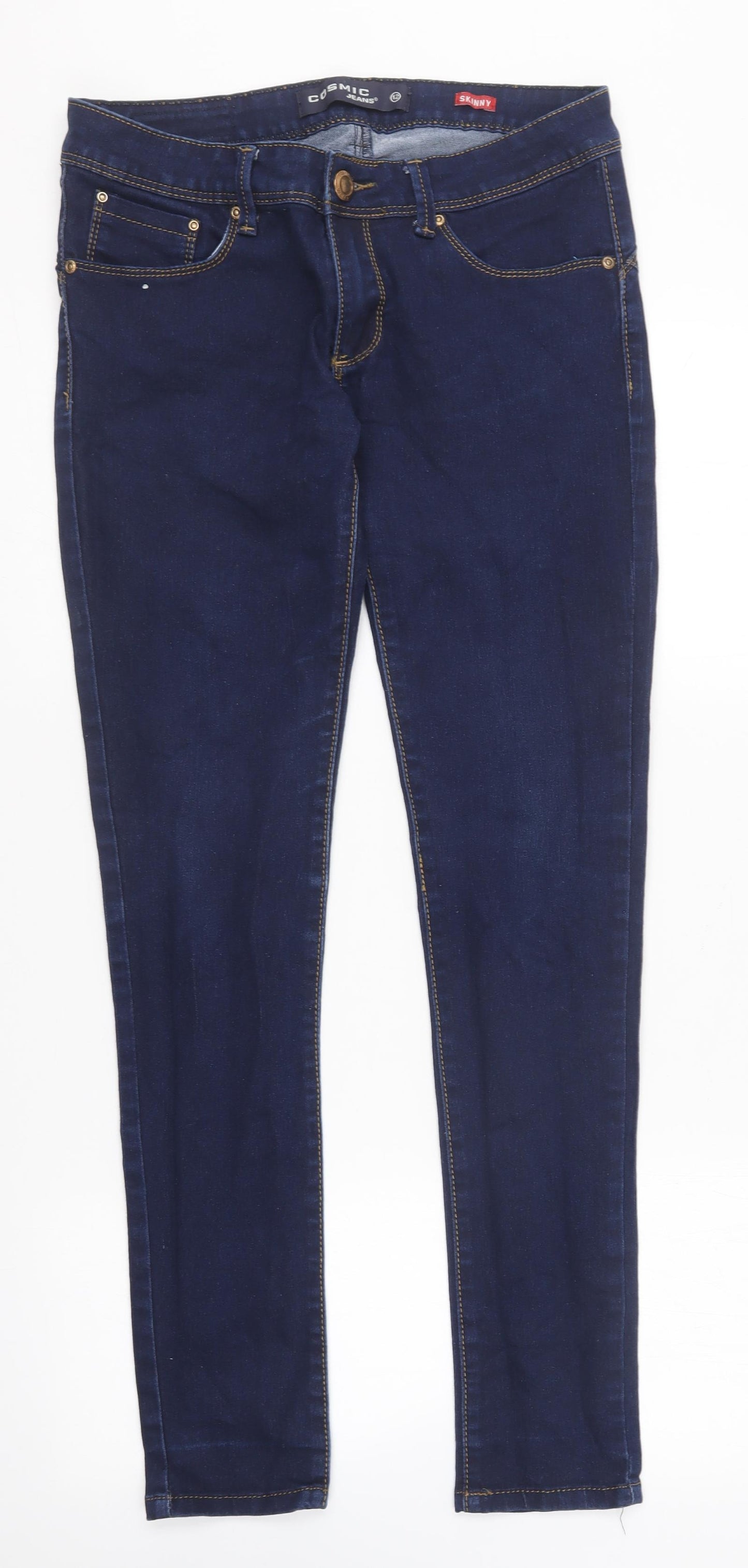 Cosmic Womens Blue Cotton Skinny Jeans Size 12 L31 in Regular