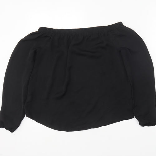 George Womens Black Polyester Basic Blouse Size 10 Off the Shoulder