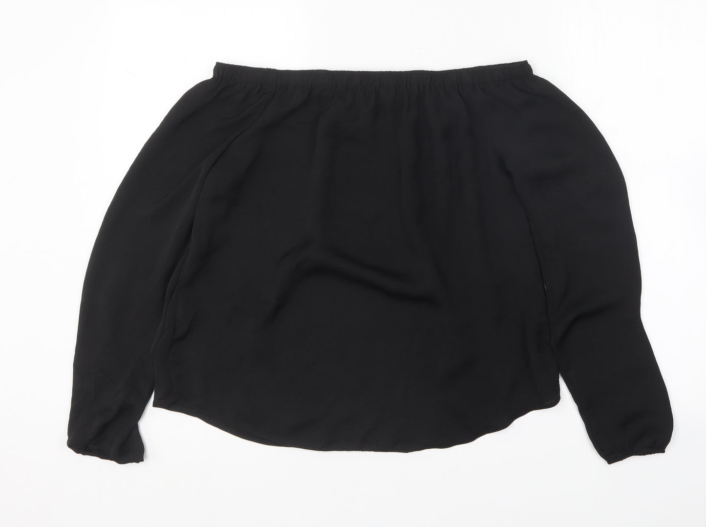 George Womens Black Polyester Basic Blouse Size 10 Off the Shoulder