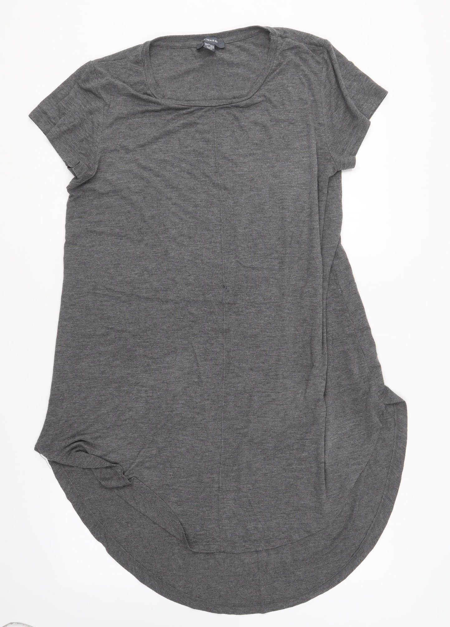 Primark# Womens Grey Polyester Basic T-Shirt Size 14 Round Neck