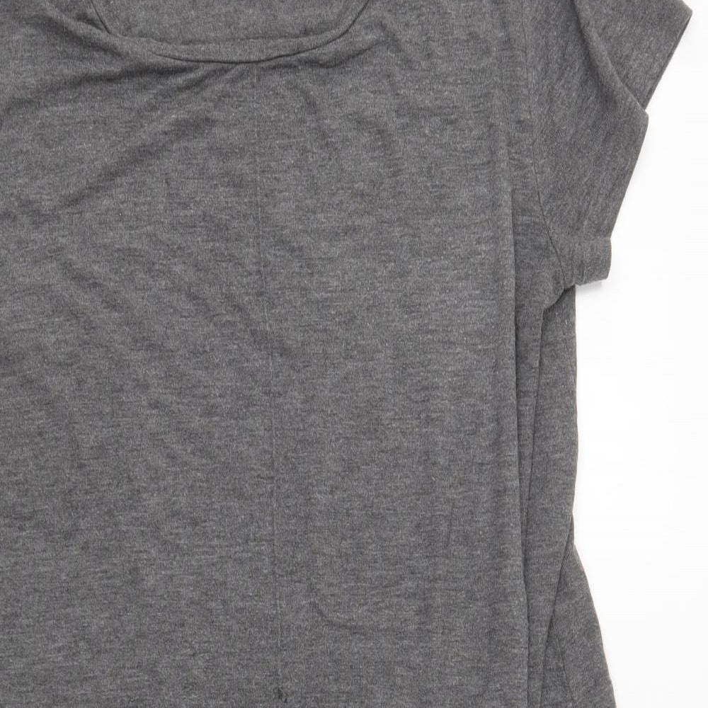 Primark# Womens Grey Polyester Basic T-Shirt Size 14 Round Neck