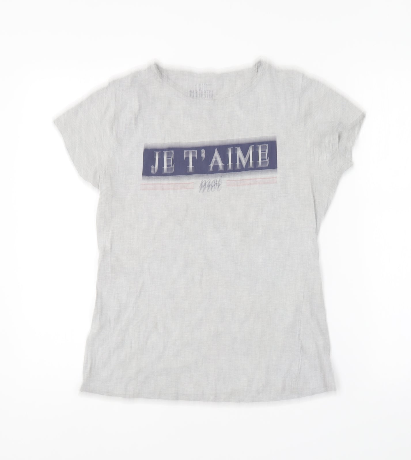 Primark Womens Grey Cotton Blend Basic T-Shirt Size 12 Round Neck