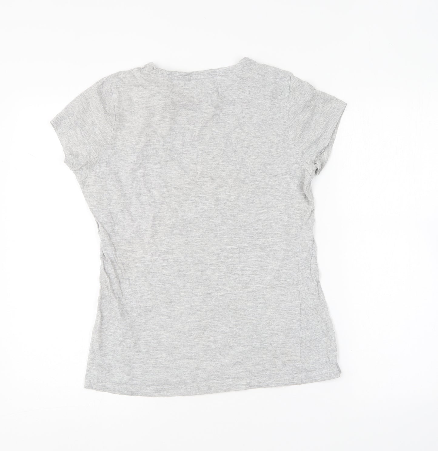 Primark Womens Grey Cotton Blend Basic T-Shirt Size 12 Round Neck
