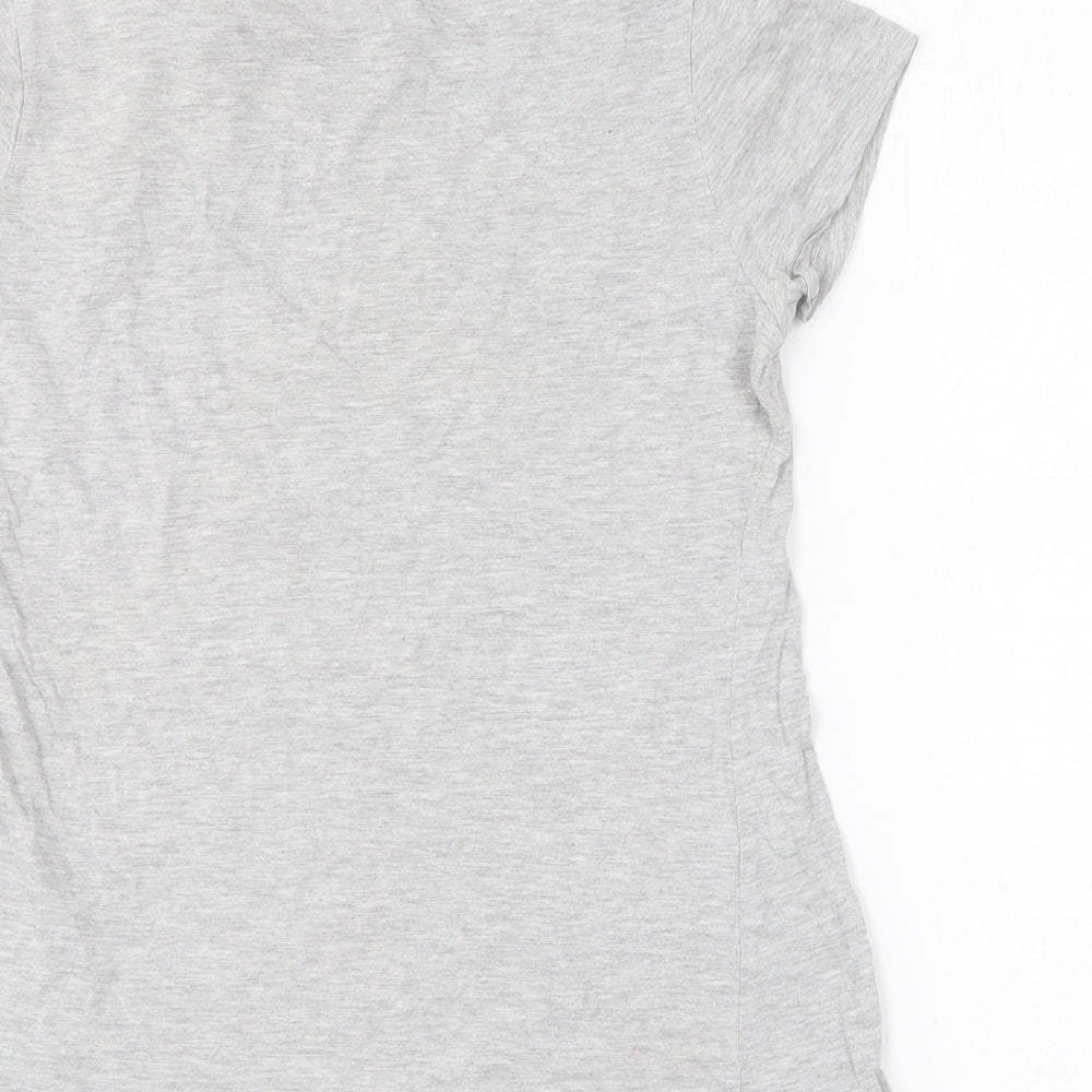 Primark Womens Grey Cotton Blend Basic T-Shirt Size 12 Round Neck