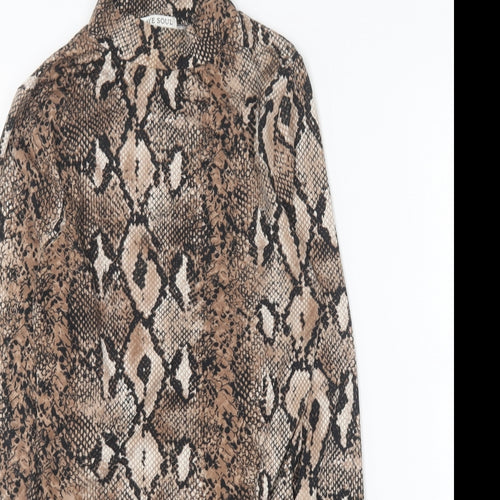Brave Soul Womens Brown Animal Print Polyester Bodysuit One-Piece Size XS