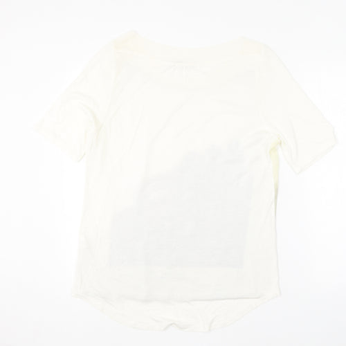Garcia Womens Ivory Cotton Basic T-Shirt Size L Round Neck