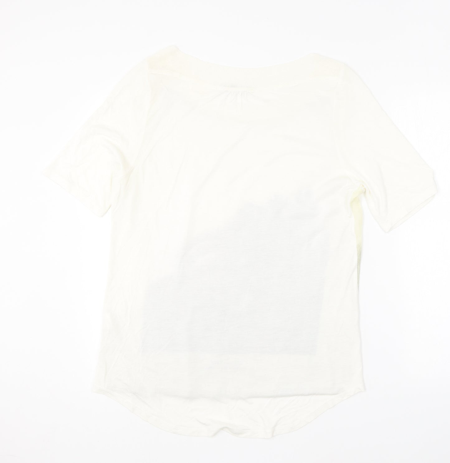 Garcia Womens Ivory Cotton Basic T-Shirt Size L Round Neck