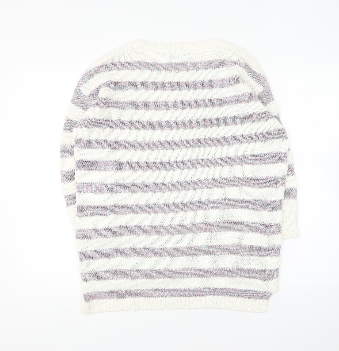 Per Una Womens Multicoloured Round Neck Striped Acrylic Pullover Jumper Size 12