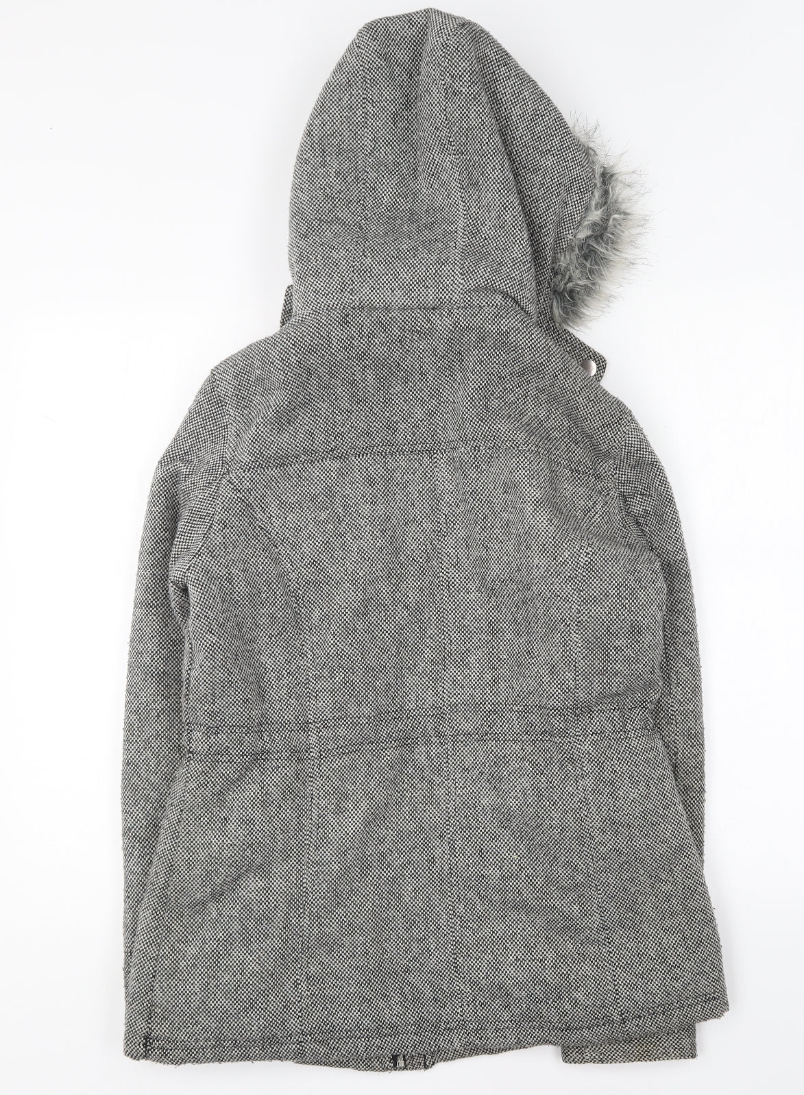 South Womens Black Check Overcoat Coat Size 10