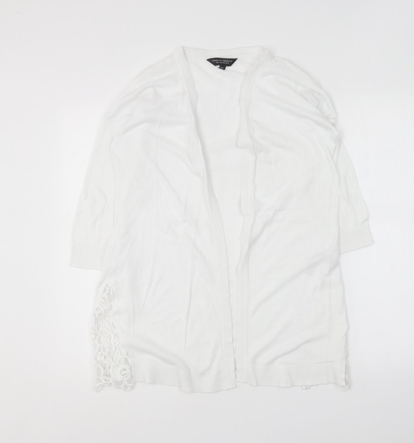 Dorothy Perkins Womens White V-Neck Cotton Cardigan Jumper Size 10