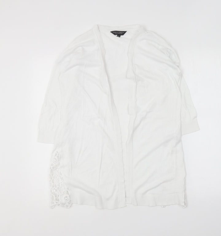 Dorothy Perkins Womens White V-Neck Cotton Cardigan Jumper Size 10