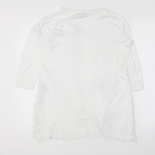 Dorothy Perkins Womens White V-Neck Cotton Cardigan Jumper Size 10