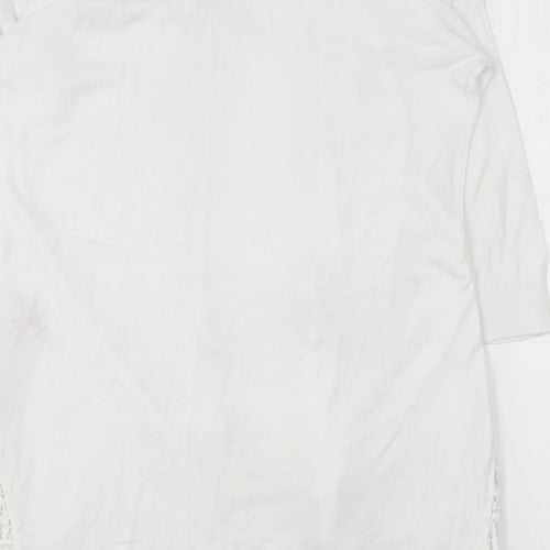 Dorothy Perkins Womens White V-Neck Cotton Cardigan Jumper Size 10