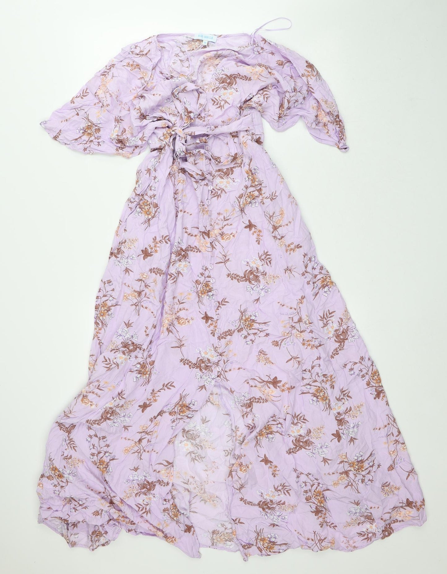 Blue Vanilla Womens Pink Floral Viscose Fit & Flare Size 10 V-Neck