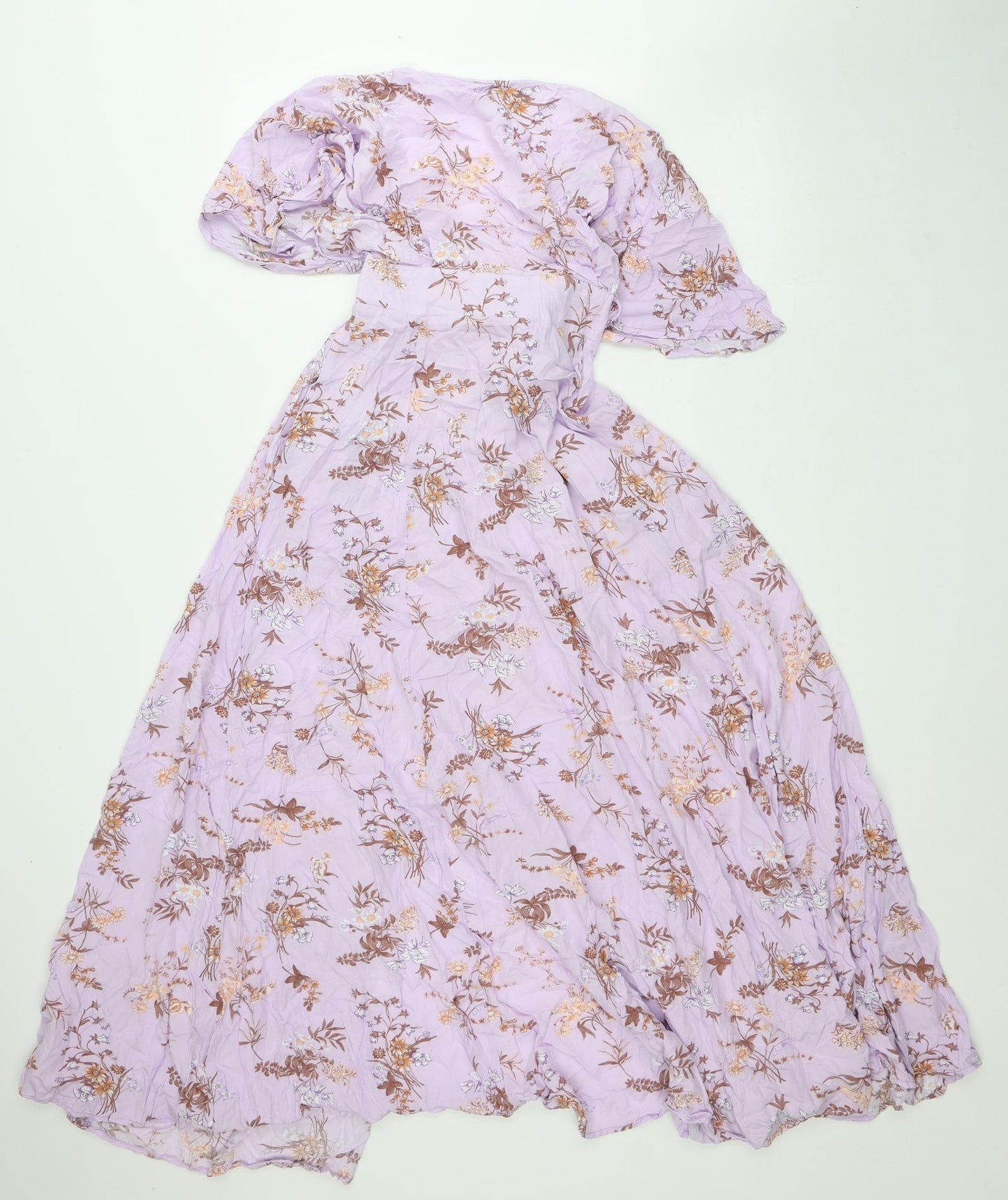 Blue Vanilla Womens Pink Floral Viscose Fit & Flare Size 10 V-Neck