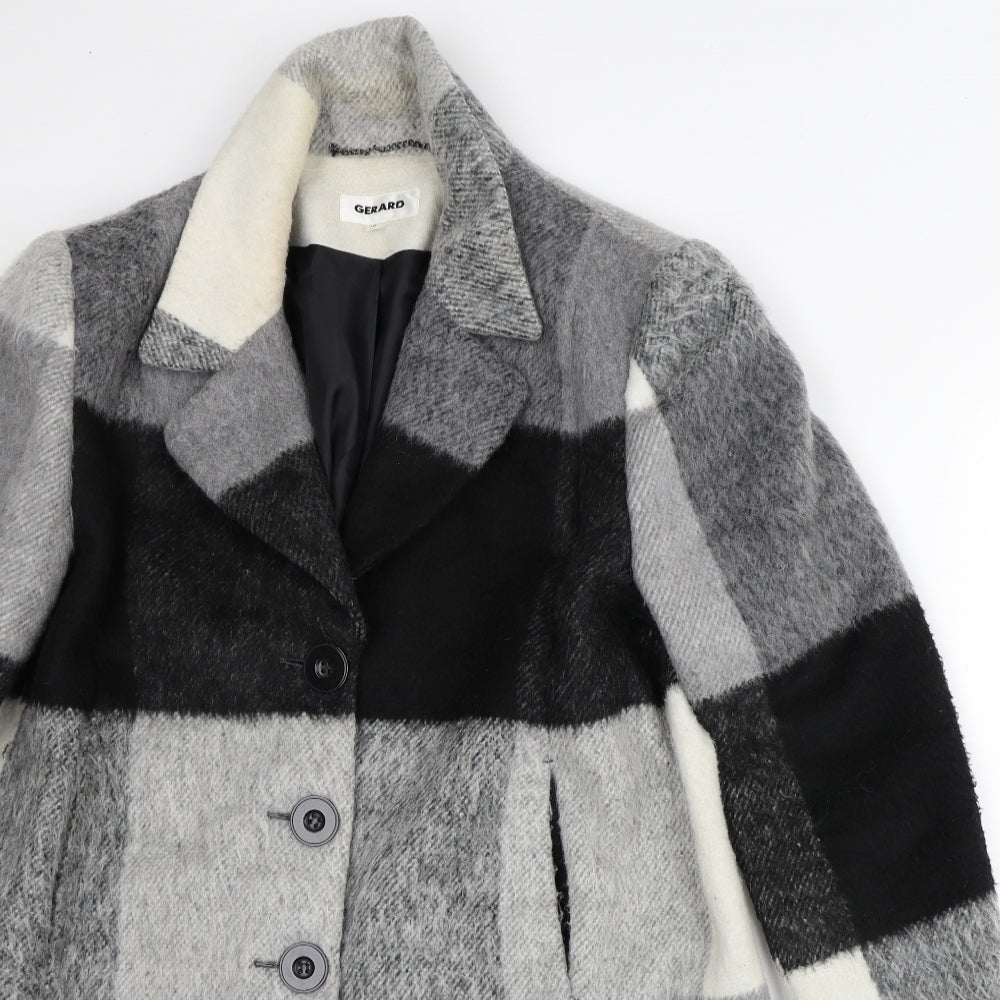 Gerard Womens Grey Check Overcoat Coat Size 16