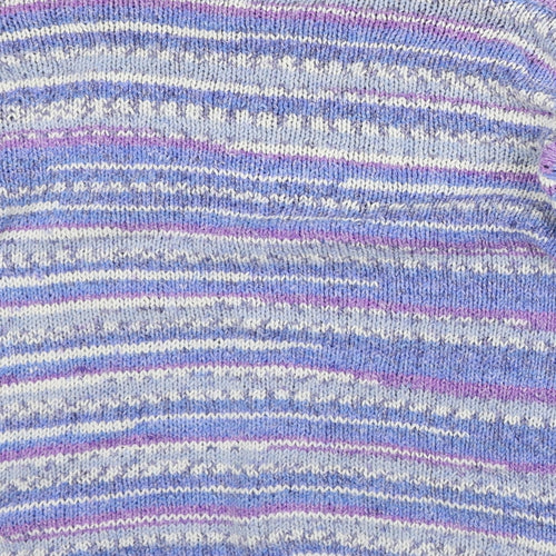 Preworn Womens Purple Mock Neck Striped Polyester Pullover Jumper Size M