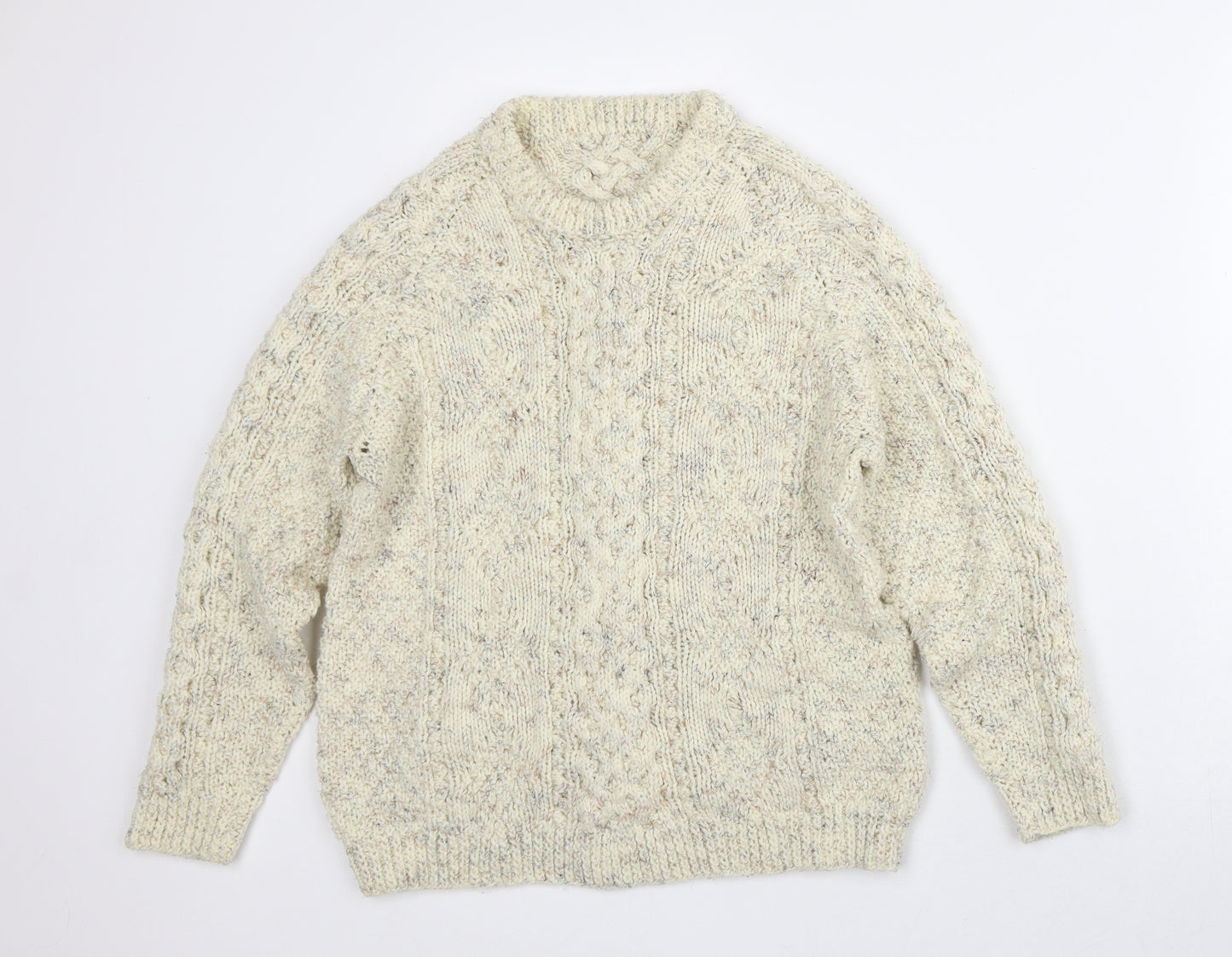 Preworn Womens Beige Mock Neck Geometric Polyester Pullover Jumper Size S