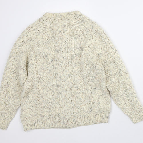 Preworn Womens Beige Mock Neck Geometric Polyester Pullover Jumper Size S