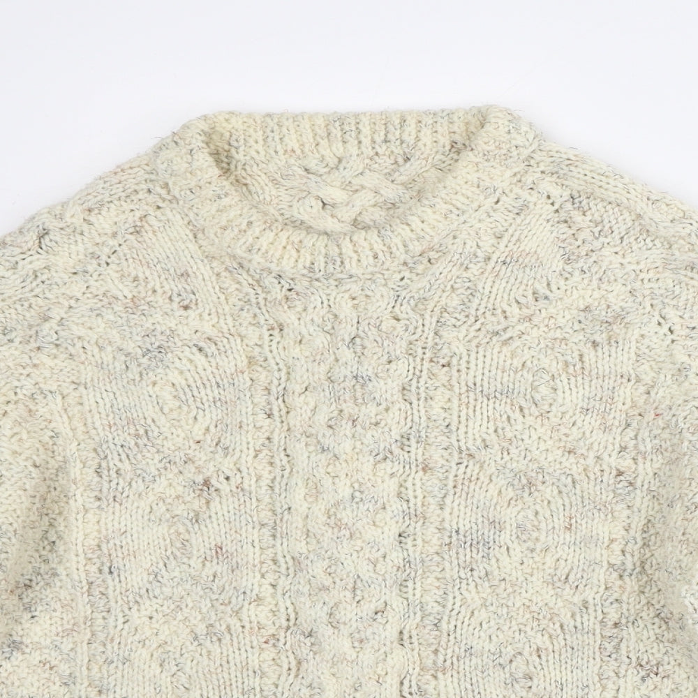 Preworn Womens Beige Mock Neck Geometric Polyester Pullover Jumper Size S