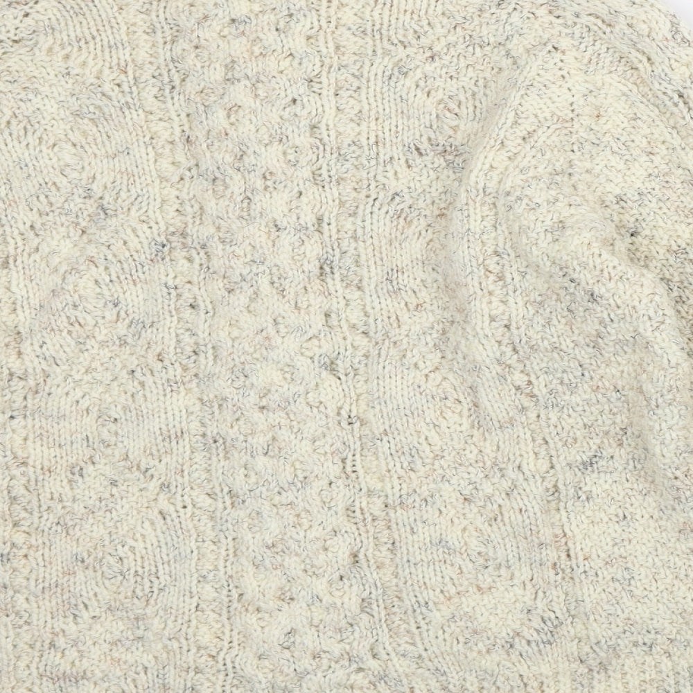 Preworn Womens Beige Mock Neck Geometric Polyester Pullover Jumper Size S