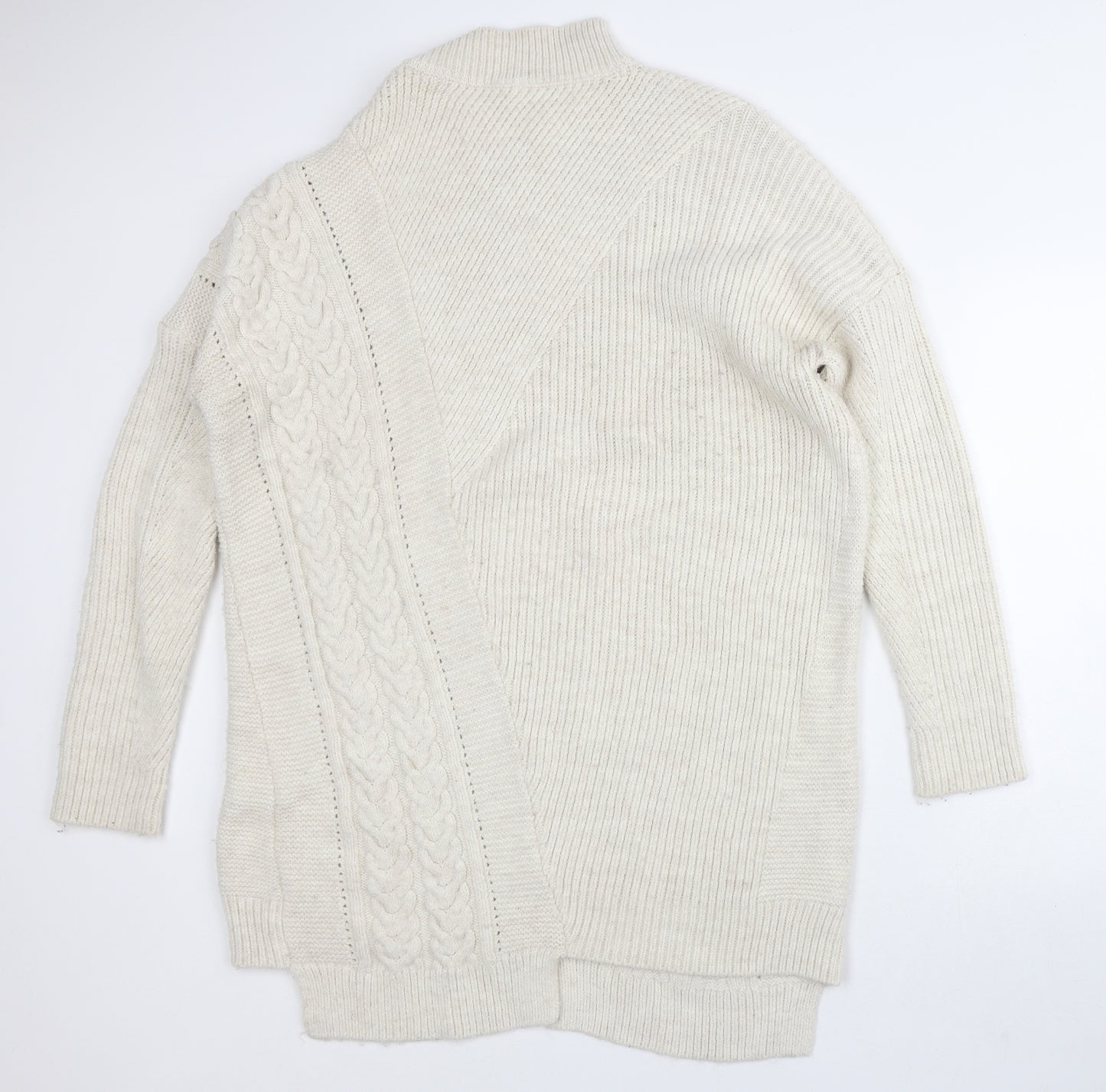 River Island Womens Beige Mock Neck Acrylic Pullover Jumper Size M