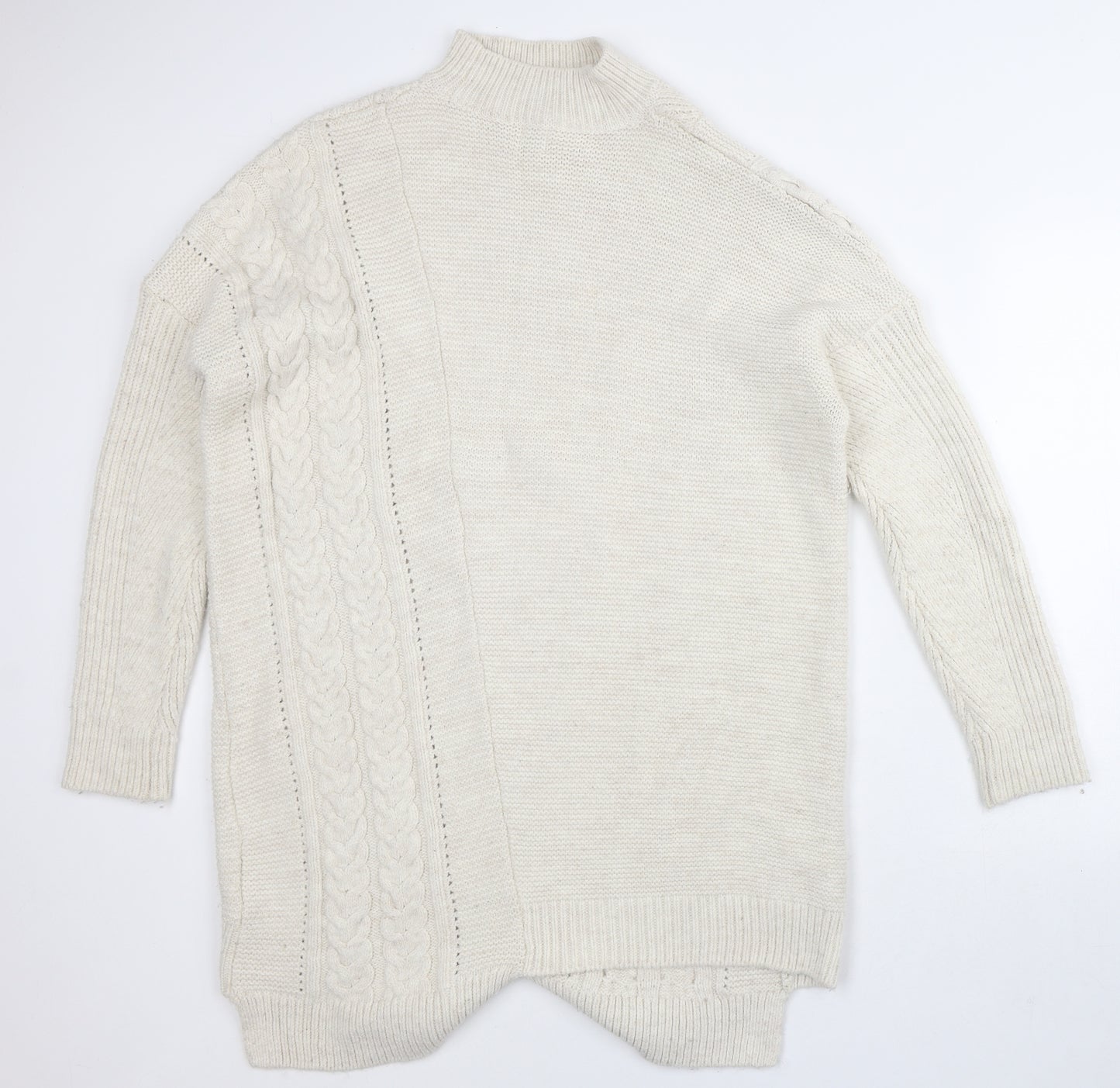River Island Womens Beige Mock Neck Acrylic Pullover Jumper Size M
